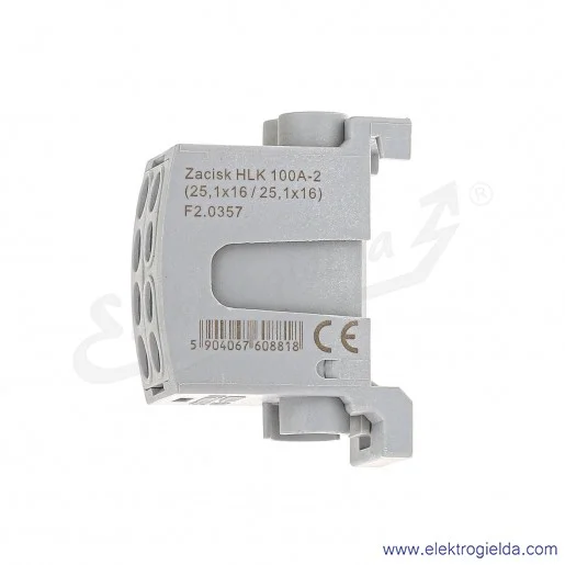 Szary zacisk F2.0357 HLK100A-2 1x16mm, 1x25mm, 49x22x36mm
