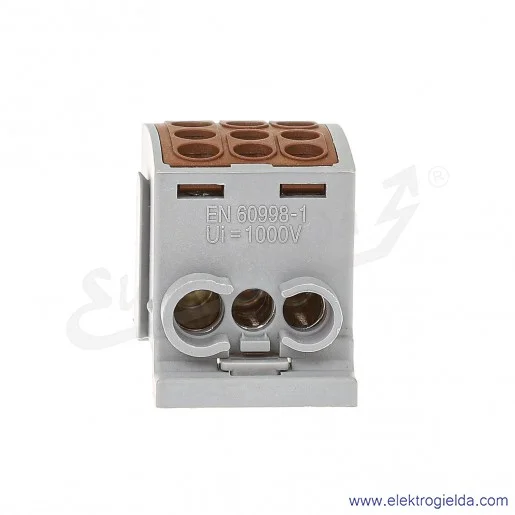Blok rozdzielczy F2.0361 HLK100A-3 brązowy zacisk 2x16, 1x25, wymiar 49x30x36mm