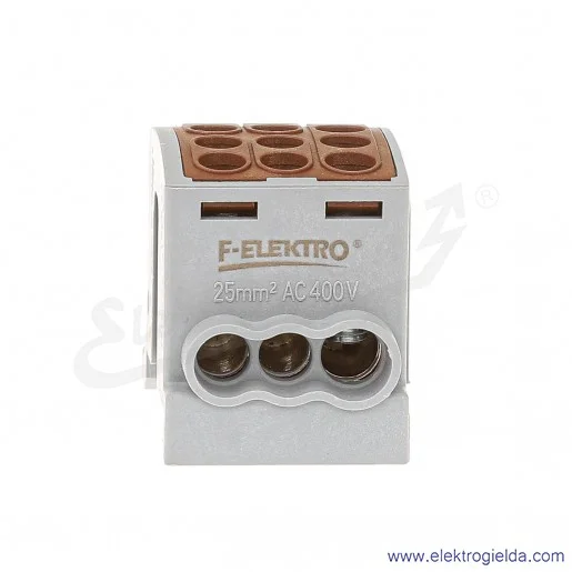 Blok rozdzielczy F2.0361 HLK100A-3 brązowy zacisk 2x16, 1x25, wymiar 49x30x36mm