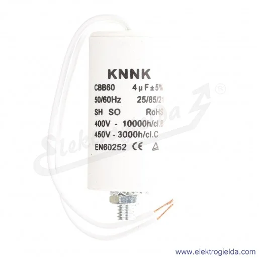 Kondensator rozruchowy 4 uF 450V wyjście kablowe Kondensator rozruchowy 4 uF 450V wyjście kablowe