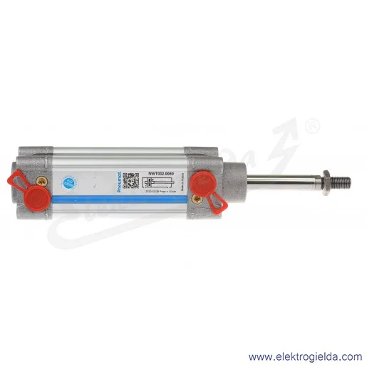 Siłownik pneumatyczny na ściągach NWT032.0050, D32X50, G1/4, dwustronnego działania, magnetyczny, z regulowaną amortyzacją Siłownik pneumatyczny na ściągach NWT032.0050, D32X50, G1/4, dwustronnego działania, magnetyczny, z regulowaną amortyzacją