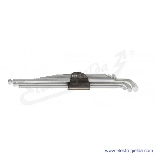 Zestaw imbusów 022087 chromowanych długich, z kulką 950PKL/98 9 kluczy 1.5-10 Zestaw imbusów 022087 chromowanych długich, z kulką 950PKL/98 9 kluczy 1.5-10