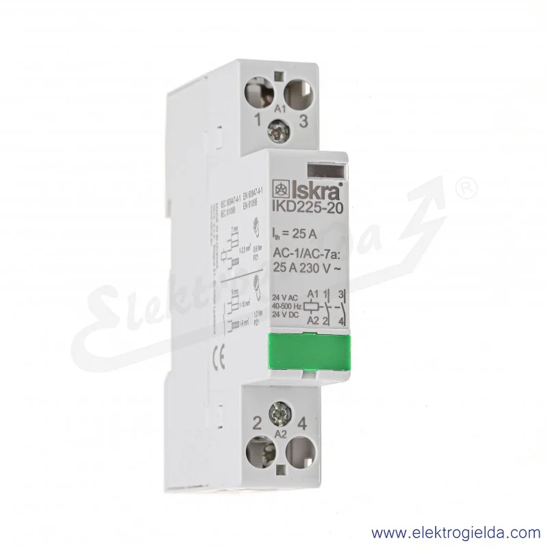 Stycznik modułowy 30.046.861 IKD225-20 25A 2NO napięcie cewki 24VAC/DC, HUM-FREE