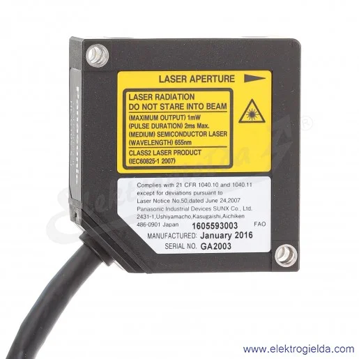 Czujnik laserowy odbiciowy HL-G105-S-J zasięg 50mm, PNP/NPN, konektor 0.5m
