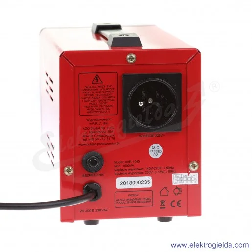 Stabilizator napięcia AVR 1000 VA 230V sieciowy AZO DIGITAL