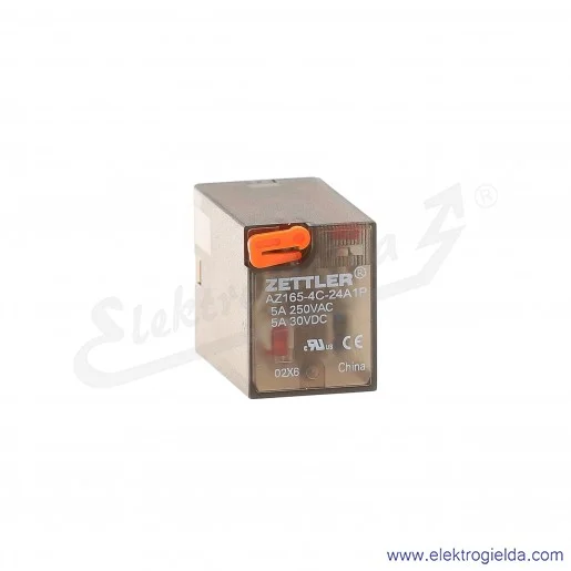Przekaźnik elektromagnetyczny Zettler AZ165-4C-24A1P 4P 24VAC WTL ( R4N ) Przekaźnik elektromagnetyczny Zettler AZ165-4C-24A1P 4P 24VAC WTL ( R4N )