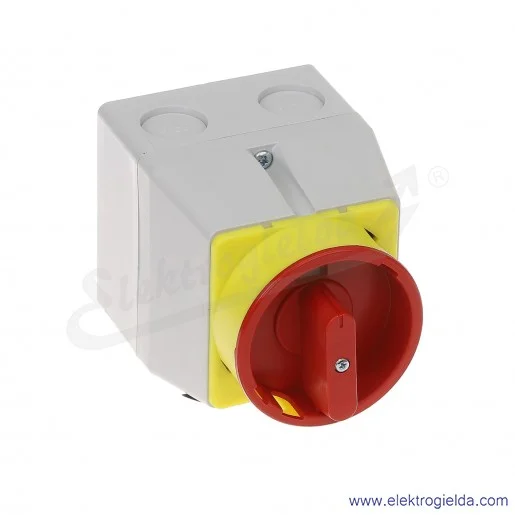 Łącznik krzywkowy kłódka S16JPUM1101 A6R 16A 0-1 1P IP65 żółto-czerwony w obudowie