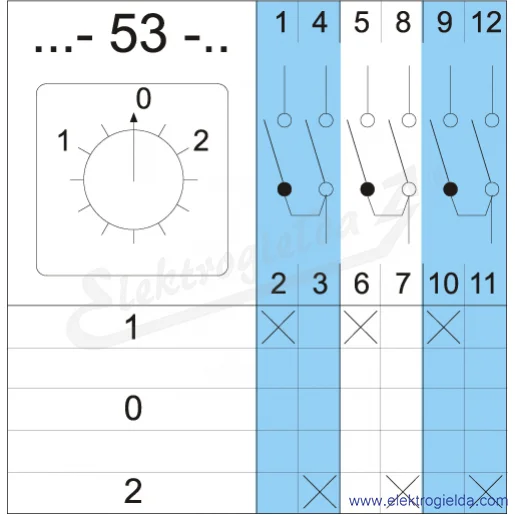 Schemat łącznika 4G25-53-PK /1-0-2/ 25A 3p