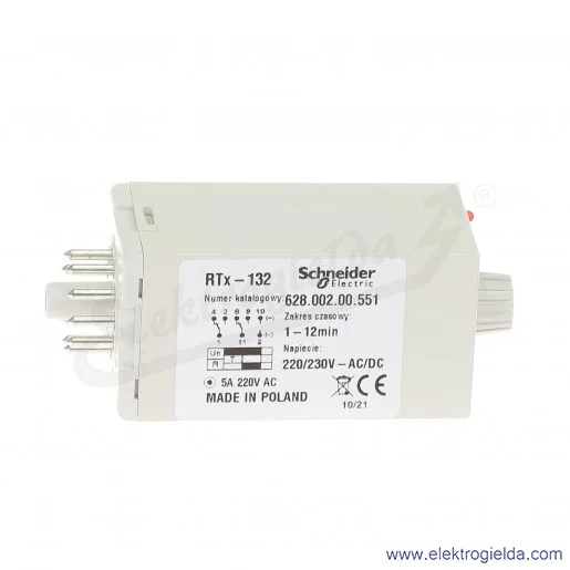 Przekaźnik czasowy 628-002-00-551, RTX132, 230VAC/DC, 1-12min