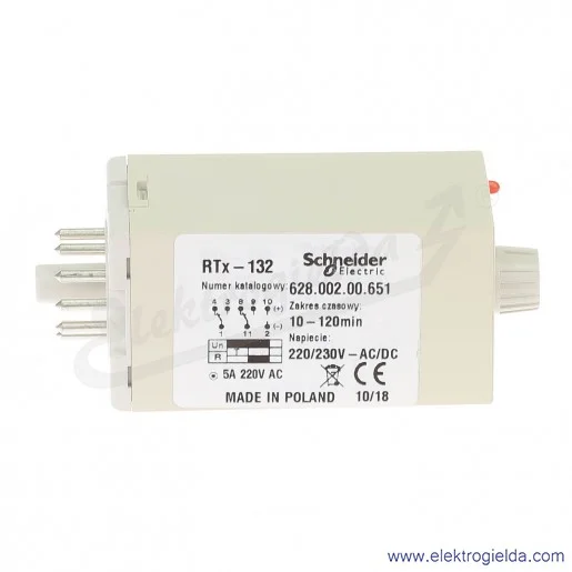 Przekaźnik czasowy 628-002-00-651, RTX132, 230VAC/DC, 10-120min