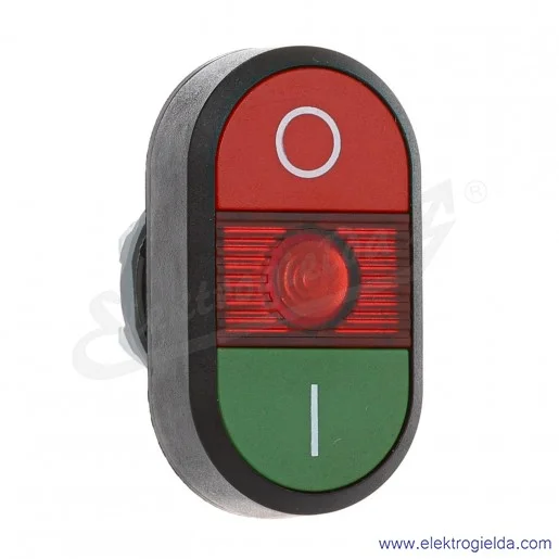Napęd przycisku podwójny MPD211R, podświetlany, czerwony i zielony, 22mm, O/I, monostabilny