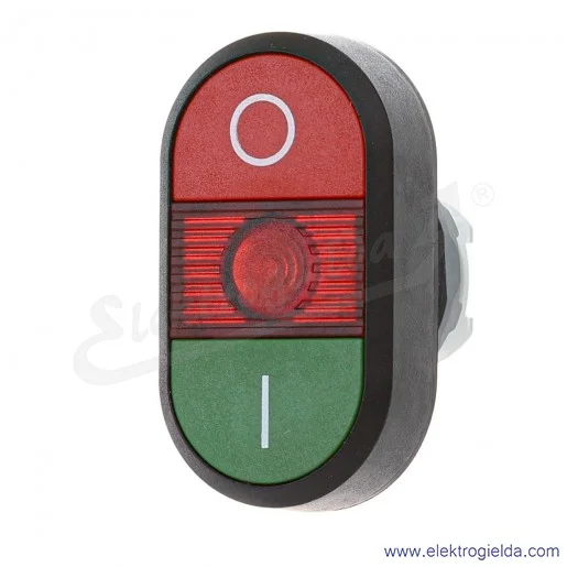 Napęd przycisku podwójny MPD211R, podświetlany, czerwony i zielony, 22mm, O/I, monostabilny