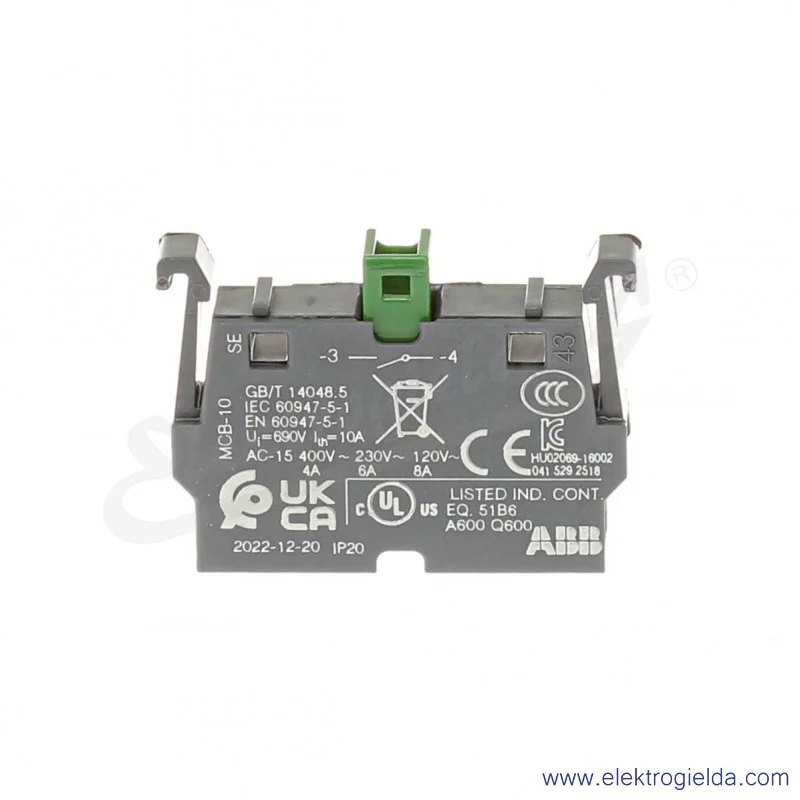 Styk MCB10, NO, 24VDC, 240VAC, pod przycisk