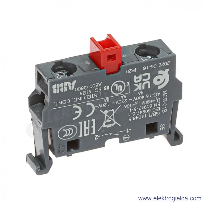 Styk pod przycisk MCB01B, NC, montaż w kasecie