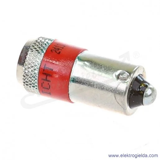 Żar&oacute;wka LED KA2-2221, LR-230VAC, BA9S,  czerwona