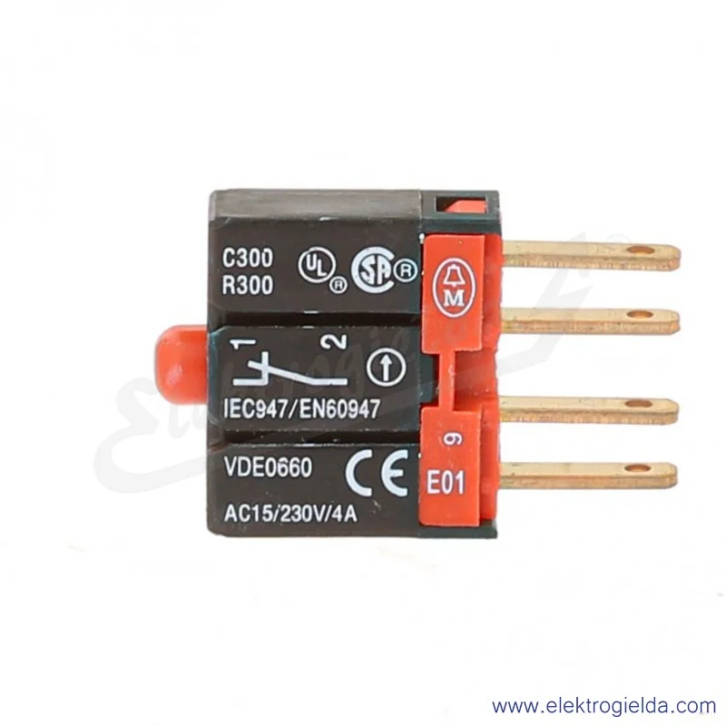 Styk pomocniczy 090401, E01, 1NC, z diodą czerwoną