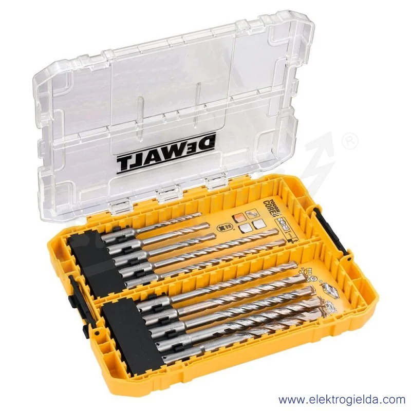Zestaw 10 wierteł DT70753-QZ SDS+ 5,6,7,8,9,10,12mm