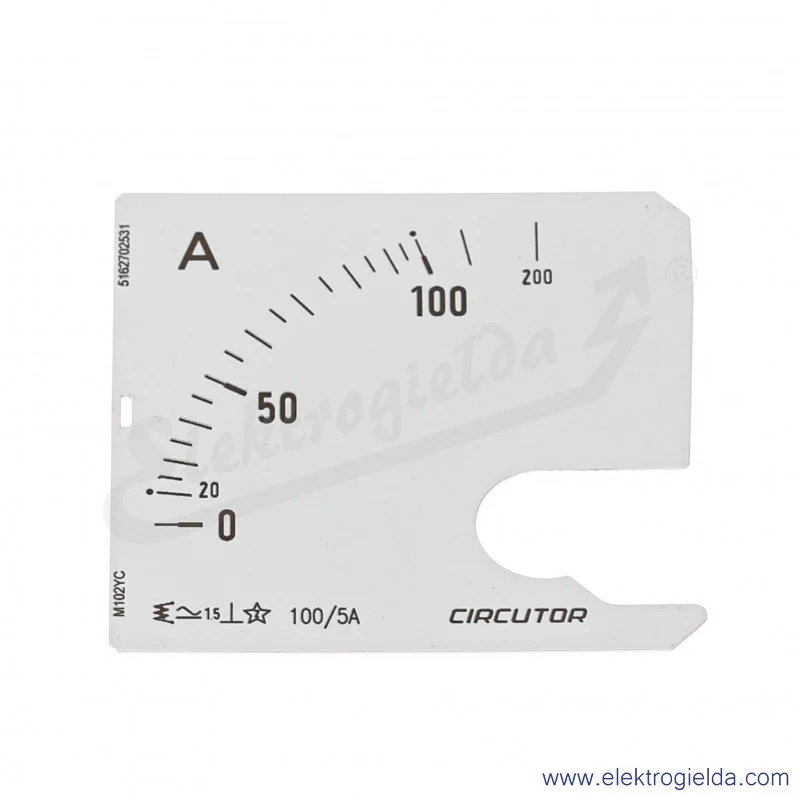 Skala amperomierza SEC72 100/5A, 72x72mm