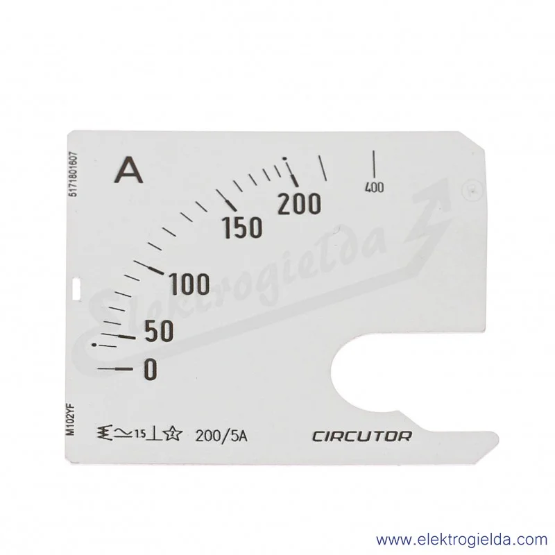 Skala amperomierza SEC72 200/5A, 72x72mm