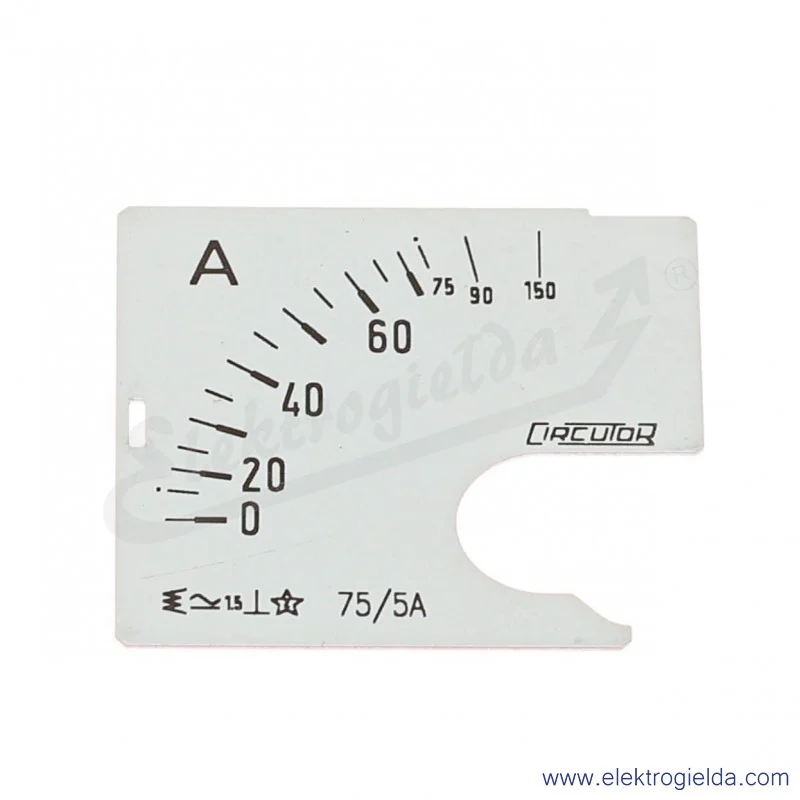 Skala amperomierza SEC48 75/5A, 48x48mm