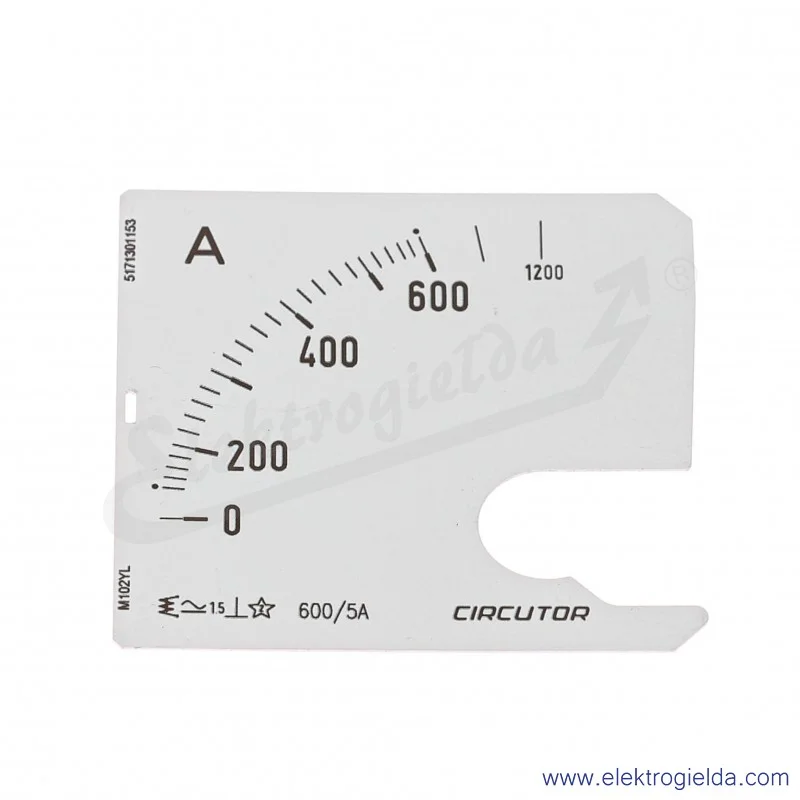 Skala amperomierza SEC72 600/5A, 72x72mm