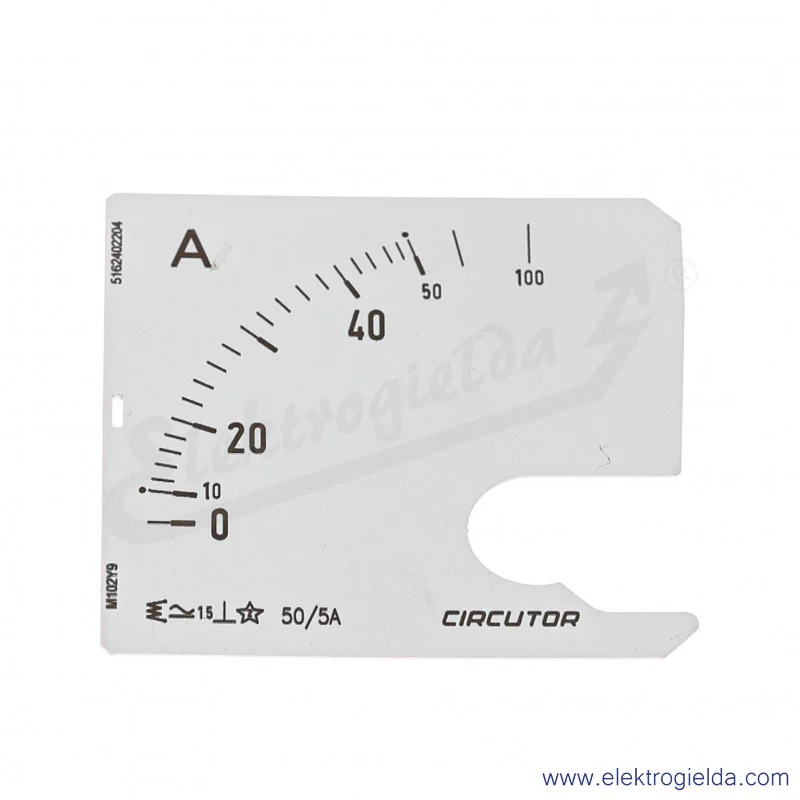 Skala amperomierza SEC72 50/5A, 72x72mm