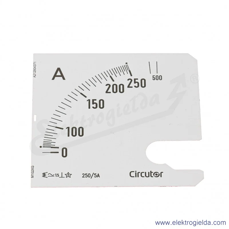 Skala amperomierza SEC96 250/5A, 96x96mm