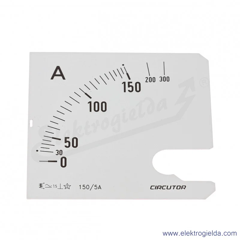 Skala amperomierza SEC96 150/5A, 96x96mm
