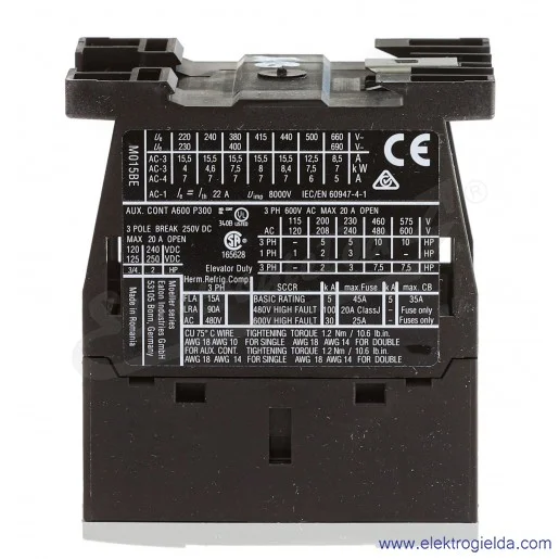 Stycznik DILM15-01-EA(24VDC) 3P+1NC 7,5kW 15A Us 24VDC
