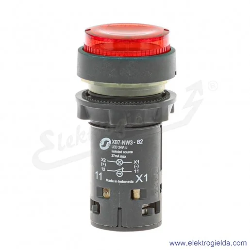 XB7NW34B2 Przycisk wystający czerwony samopowrotny bez oznaczenia LED 24V