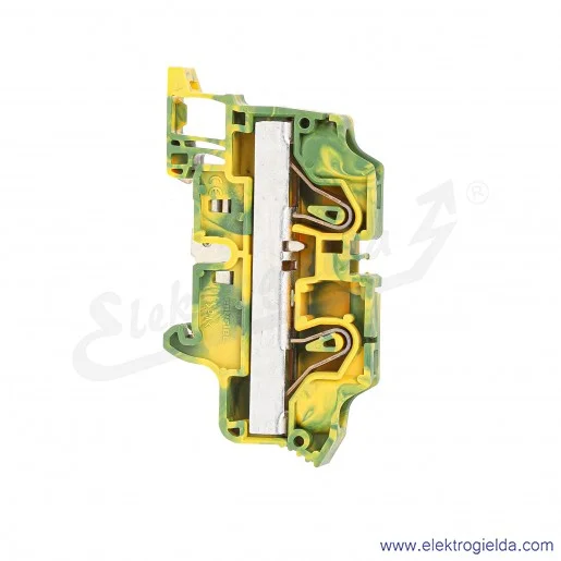 Złączka ZK16-PE przelotowa ochronna z zaciskami sprężynowymi 0,5-16mm2; szerokość 12mm; żółto-zielona