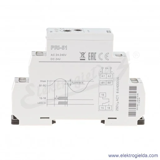 Przekaźnik nadzorczy 7040 PRI-51/5 prądu 0.5-5A 24..240VAC 24VDC, 1 styk przełączny AgNi