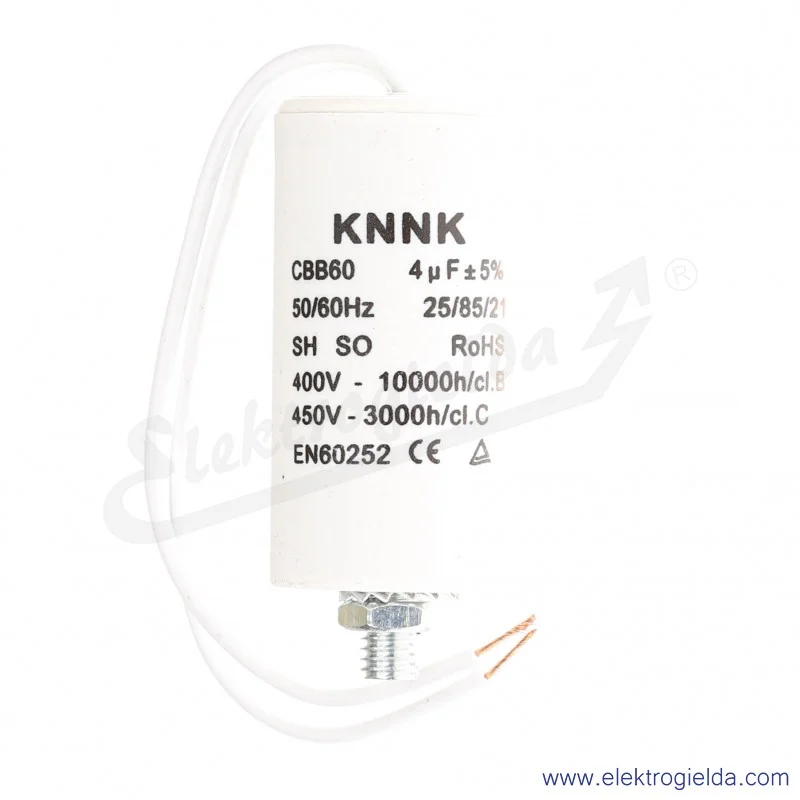 Kondensator rozruchowy 4 uF 450V wyjście kablowe