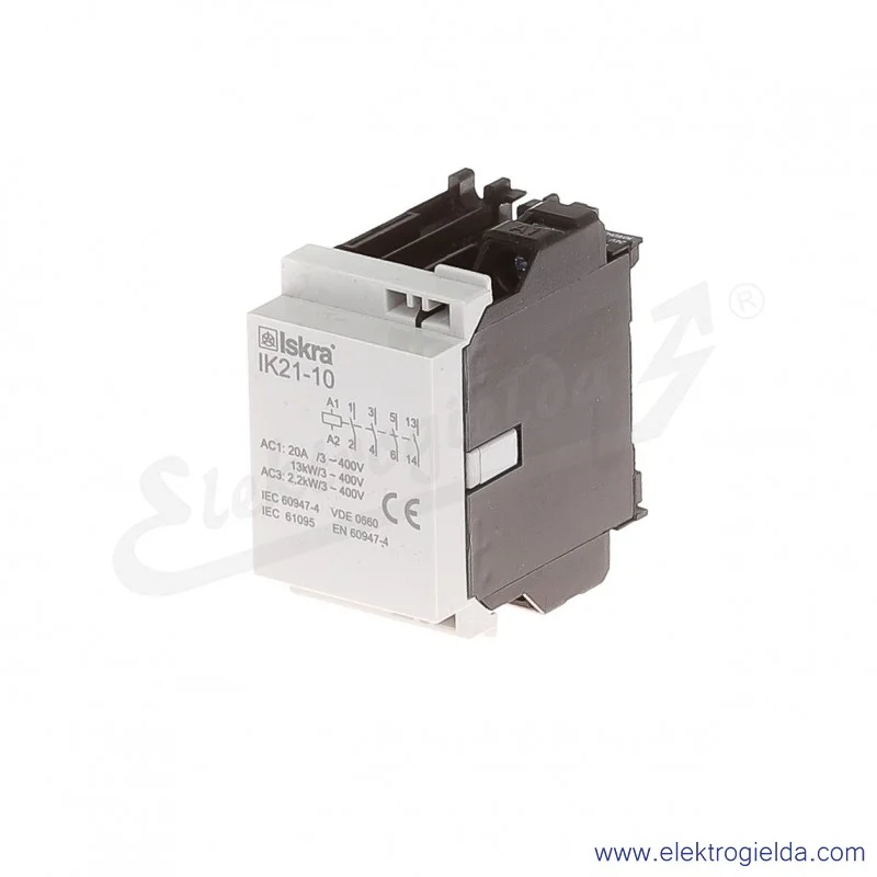 Stycznik instalacyjny modułowy 30.041.008, IK21-10 20A 4z 24V AC Stycznik instalacyjny modułowy 30.041.008, IK21-10 20A 4z 24V AC
