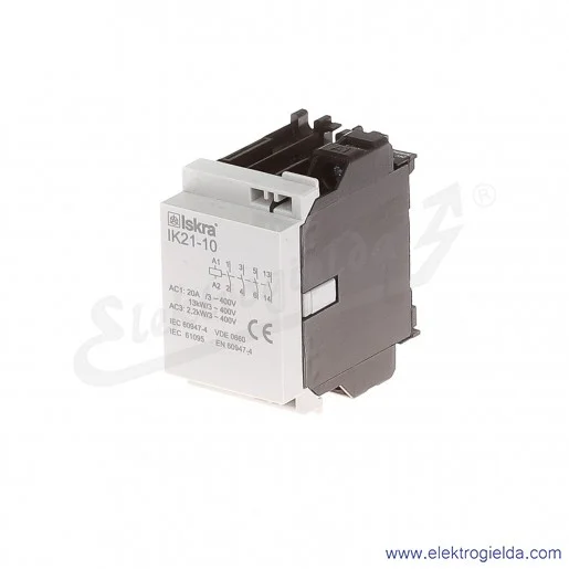 Stycznik instalacyjny modułowy 30.041.008, IK21-10 20A 4z 24V AC Stycznik instalacyjny modułowy 30.041.008, IK21-10 20A 4z 24V AC