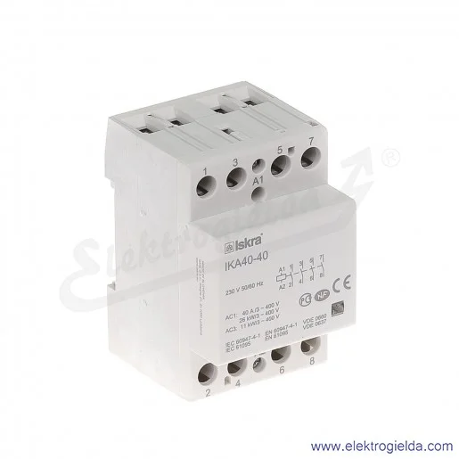 Stycznik instalacyjny modułowy, 30.045.518, IKA40-40, 4z, 40A, 230V AC Stycznik instalacyjny modułowy, 30.045.518, IKA40-40, 4z, 40A, 230V AC