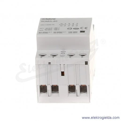 Stycznik instalacyjny modułowy, 30.045.522, IKA63-40, 4z, 63A, 230V AC Stycznik instalacyjny modułowy, 30.045.522, IKA63-40, 4z, 63A, 230V AC