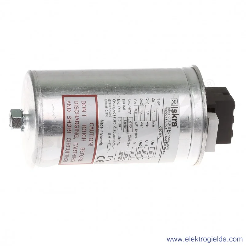 Kondensator mocy biernej KNK 1053, 7,5 kVar, 440V 50Hz Kondensator mocy biernej KNK 1053, 7,5 kVar, 440V 50Hz