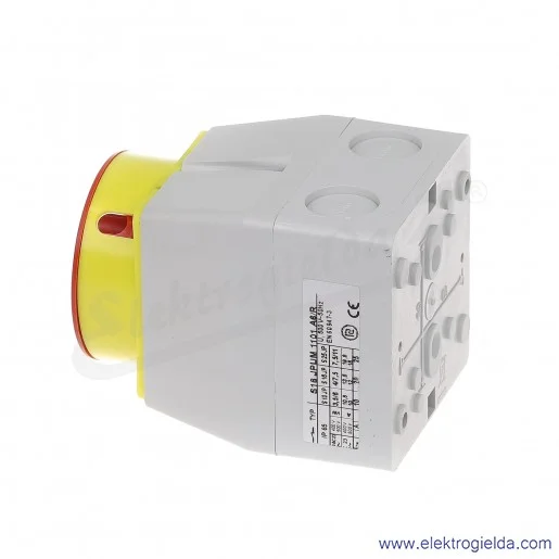 Łącznik krzywkowy kłódka S16JPUM1101 A6R 16A 0-1 1P IP65 żółto-czerwony w obudowie Łącznik krzywkowy kłódka S16JPUM1101 A6R 16A 0-1 1P IP65 żółto-czerwony w obudowie