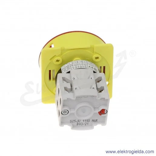 Łącznik krzywkowy pulpit/kłódka S25JU1103 A6R 25A 0-1 3P IP40 żółto-czerwony Łącznik krzywkowy pulpit/kłódka S25JU1103 A6R 25A 0-1 3P IP40 żółto-czerwony