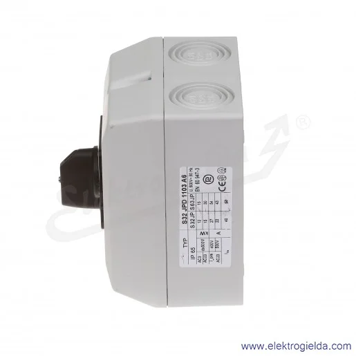 Łącznik krzywkowy S32JPD1103 A6 32A 0-1 3P IP65 w obudowie Łącznik krzywkowy S32JPD1103 A6 32A 0-1 3P IP65 w obudowie
