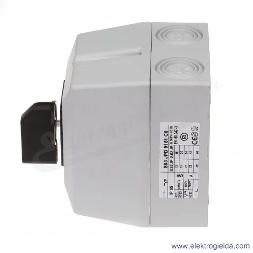 Łącznik krzywkowy S63JPD9151 C6 63A L-0-P 3 fazy IP65 w obudowie Łącznik krzywkowy S63JPD9151 C6 63A L-0-P 3 fazy IP65 w obudowie