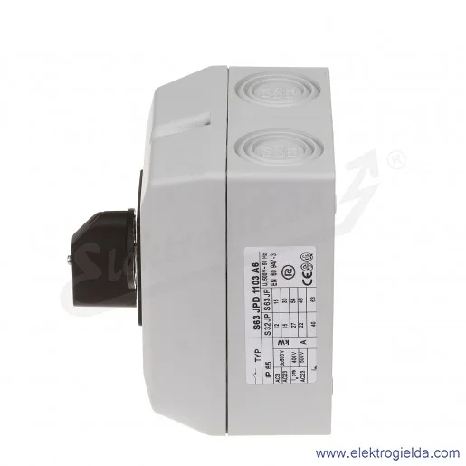 Łącznik krzywkowy S63JPD1103 A6 63A 0-1 3P IP65 w obudowie Łącznik krzywkowy S63JPD1103 A6 63A 0-1 3P IP65 w obudowie