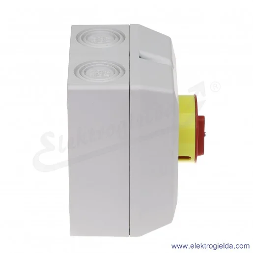 Łącznik krzywkowy kłódka S63JPU1103 A6R 63A 0-1 3P IP65 żółto-czerwony w obudowie Łącznik krzywkowy kłódka S63JPU1103 A6R 63A 0-1 3P IP65 żółto-czerwony w obudowie
