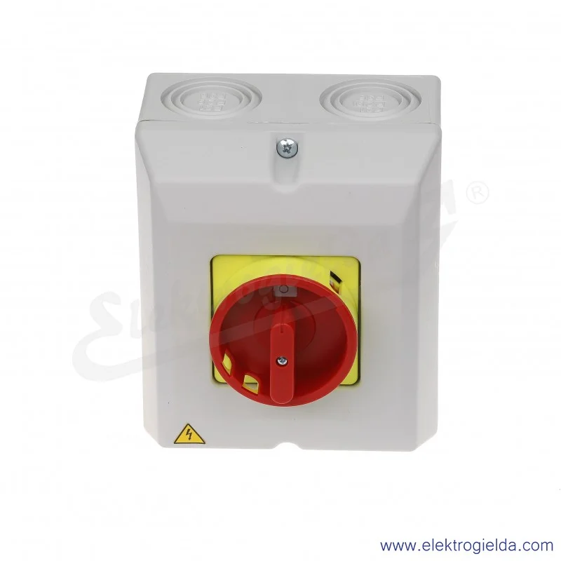 Lącznik krzywkowy kłódka S32JPU1103 A6R 32A 0-1 3P IP65 żółto-czerwony w obudowie Lącznik krzywkowy kłódka S32JPU1103 A6R 32A 0-1 3P IP65 żółto-czerwony w obudowie