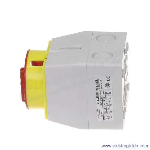 Łącznik krzywkowy kłódka S16JPUM1103 A6R 16A 0-1 3P IP65 żółto-czerwony w obudowie Łącznik krzywkowy kłódka S16JPUM1103 A6R 16A 0-1 3P IP65 żółto-czerwony w obudowie