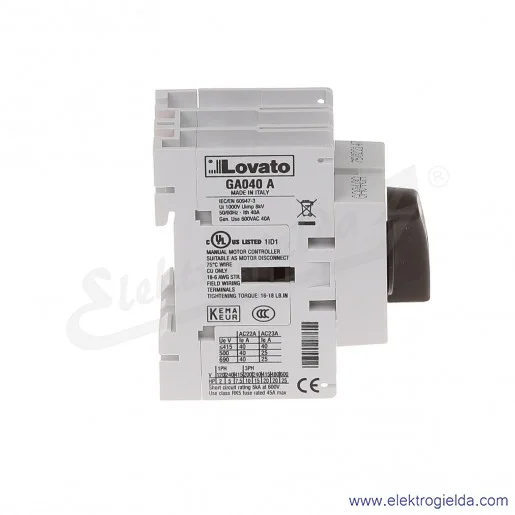 Rozłącznik GA040A 0-1 3P 40A montaż na szynę TH35 Rozłącznik GA040A 0-1 3P 40A montaż na szynę TH35