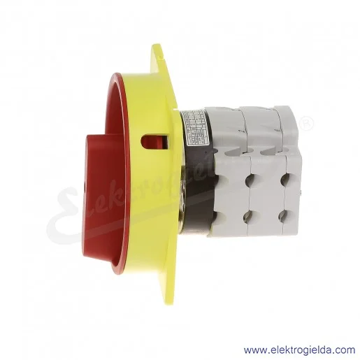 Łącznik krzywkowy pulpit/kłódka S63JU1103 A6R 63A 0-1 3P IP40 żółto-czerwony Łącznik krzywkowy pulpit/kłódka S63JU1103 A6R 63A 0-1 3P IP40 żółto-czerwony