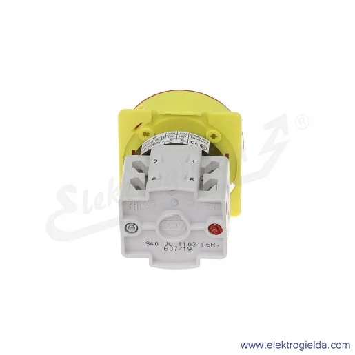 Łącznik krzywkowy pulpit/kłódka S40JU1103 A6R 40A 0-1 3P IP40 żółto-czerwony Łącznik krzywkowy pulpit/kłódka S40JU1103 A6R 40A 0-1 3P IP40 żółto-czerwony