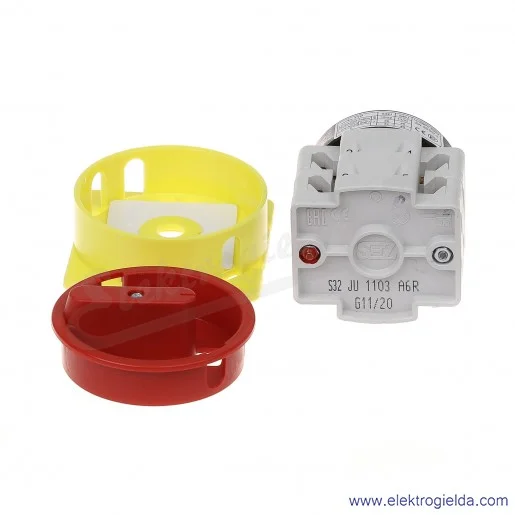 Łącznik krzywkowy pulpit/kłódka S32JU1103 A6R 32A 0-1 3P IP40 żółto-czerwony Łącznik krzywkowy pulpit/kłódka S32JU1103 A6R 32A 0-1 3P IP40 żółto-czerwony